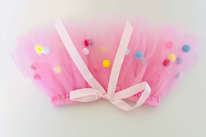 Pink Pom Pom Dog Tutu Skirt (Medium)