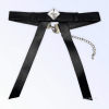 Black Vegan Leather Long Bow Necklace