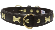 Rotterdam Bones Dog Collar by Angel 22" X 1" , Chocolate Brown