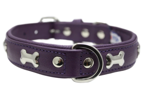 Rotterdam Bones Dog Collar by Angel 22" X 1" , Orchid Purple