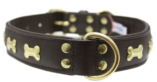 Rotterdam Bones Dog Collar by Angel 24" X 1.25" , Chocolate Brown