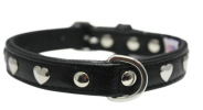 Rotterdam Hearts Dog Collar by Angel 14" X 3/4" , Midnight Black