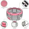 45" Portable Foldable 600D Oxford Cloth & Mesh Pet Playpen Fence with Eight Panels Pink