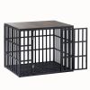 NEW HEAVY DUTY DOG CRATE FURNITURE FOR LARGE DOGS WOOD & STEEL DESIGN DOG CAGE INDOOR & OUTDOOR PET KENNEL 38X30X32INCH PET PLAYPEN WITH COVER METAL D