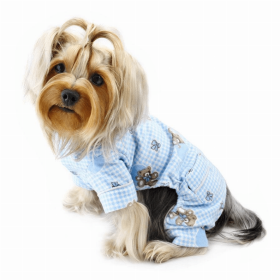 Adorable Teddy Bear Love Flannel PJ (Color: Light Blue, size: XS)